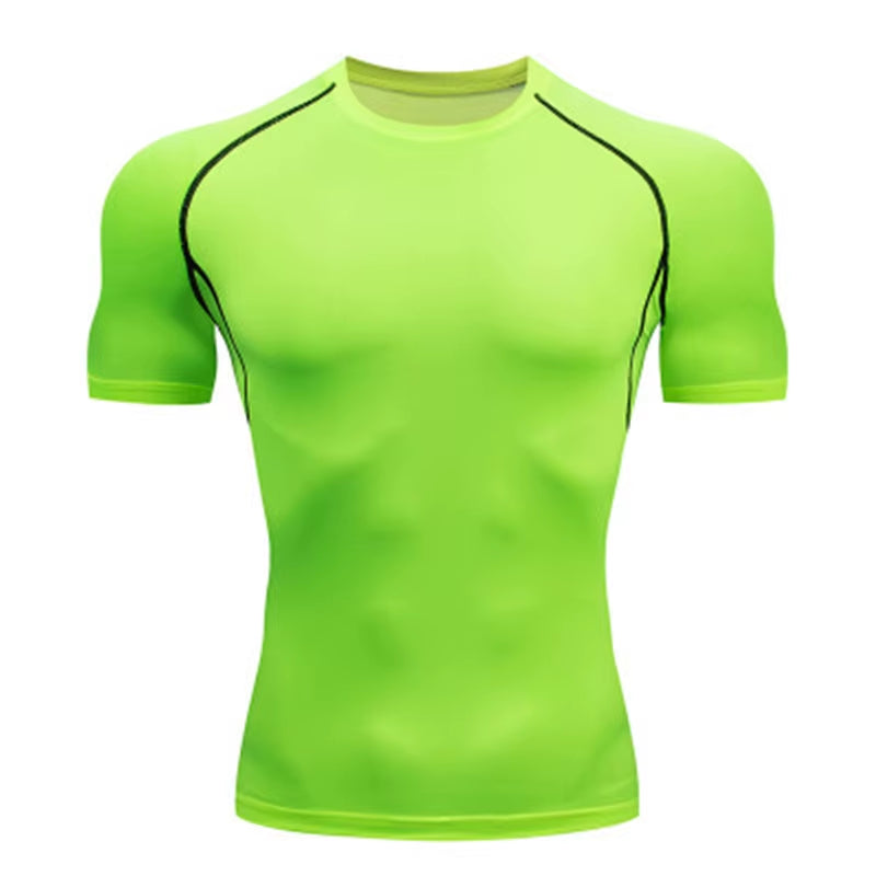 Men Running Compression T-Shirt Short Sleeve Sport Tees Gym Fitness Sweatshirt Male Jogging Tracksuit Homme Athletic Shirt Tops