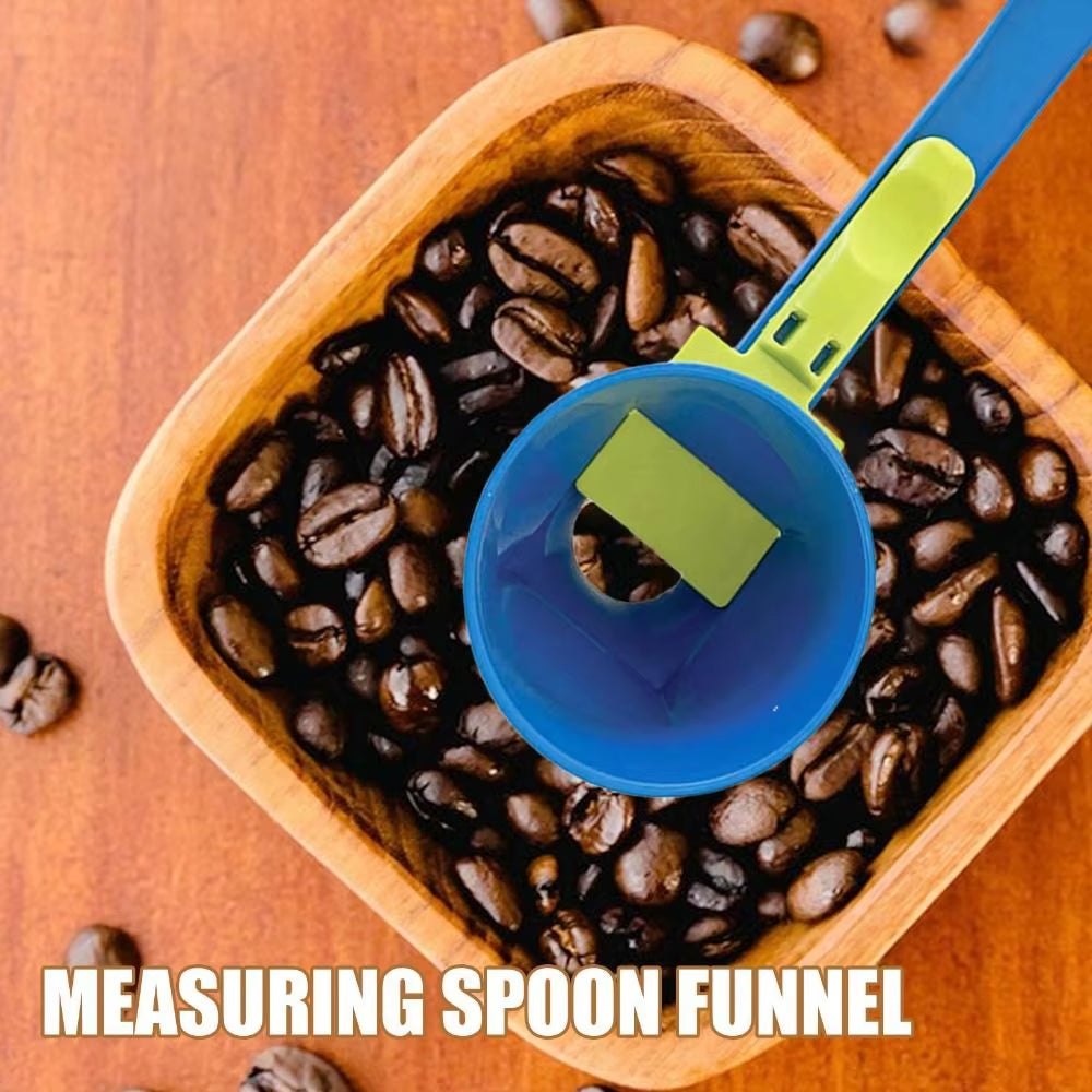 Flling Coffee Scoop Funnel Plastic Reusable Sliding Scoop Funnel 2 in 1 Sliding Design Protein Powder Scoop Kitchen Gadgets
