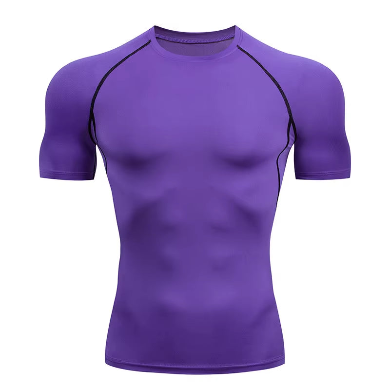 Men Running Compression T-Shirt Short Sleeve Sport Tees Gym Fitness Sweatshirt Male Jogging Tracksuit Homme Athletic Shirt Tops